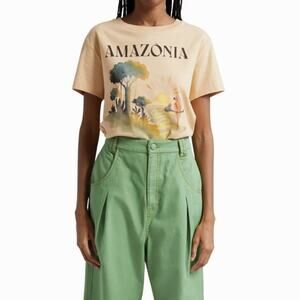 FARM Rio Amazonia Fit Cotton Graphic Tee Women's Size Large Tropical Conscious